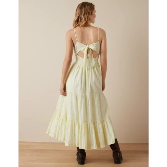 American Eagle 100% Cotton Yellow Maxi Dress XL NWT *FLAWS* - Picture 9 of 11